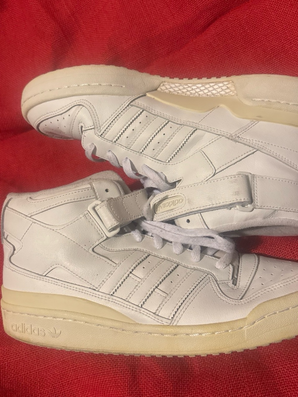 adidas Forum Men’s White High-Top Sneakers with Cream Sole